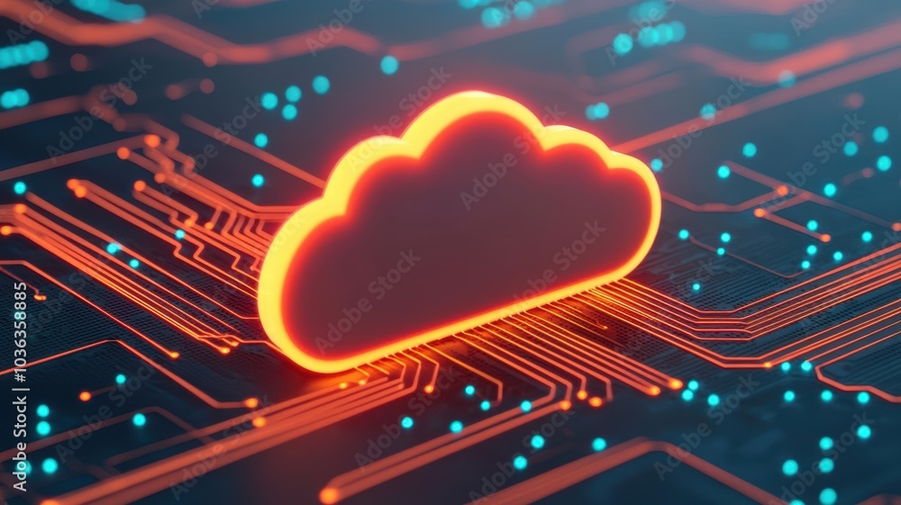 Aufkleber cloud infrastructure surrounded by encrypted data streams and security shields, glowing lines, priva