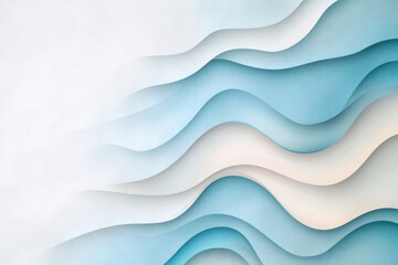 Serene abstract landscape with wavy blue and white shapes