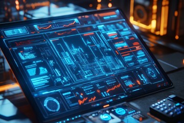 Futuristic 3D Holographic City Planning Display