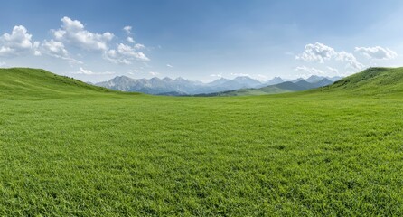 Fototapeta premium Scenic mountain landscape with green meadow