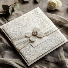 Fototapeta premium Elegant Wedding Invitation with Pearl Detail 