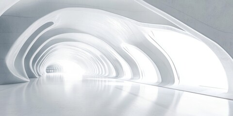 Naklejka premium Sleek Futuristic Hallway with Fluid Architectural Design