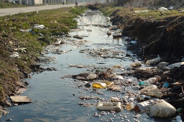 Water pollution in the river environment 