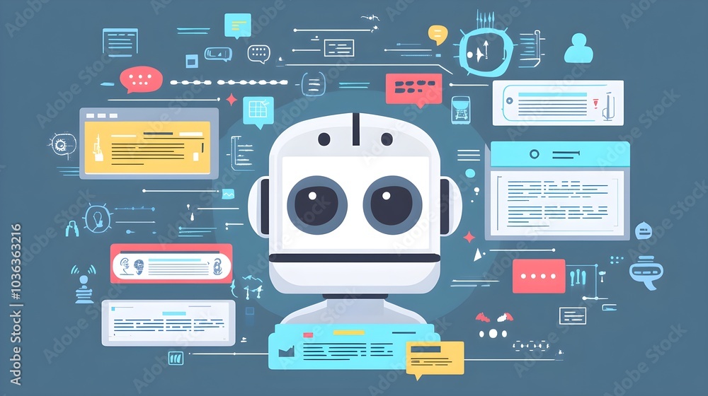 Poster ai chatbot artificial intelligence robot ai communication technology digital internet computer data 