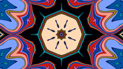 Abstract colorful psychedelic mandala background pattern for a summer music festival
