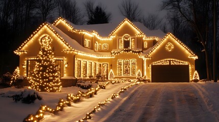 Fototapeta premium Vibrant Christmas Lights Bringing Holiday Cheer and Festive Ambiance
