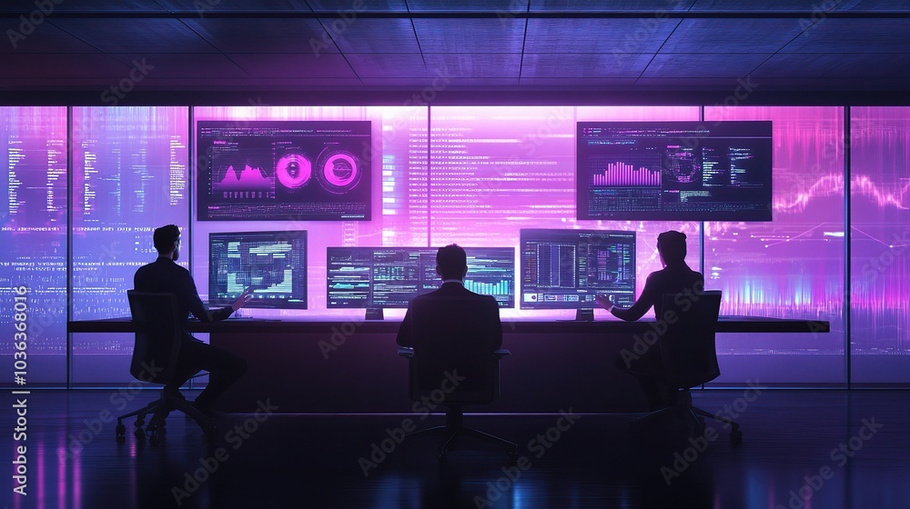 Poster futuristic data analysis in a high-tech environment