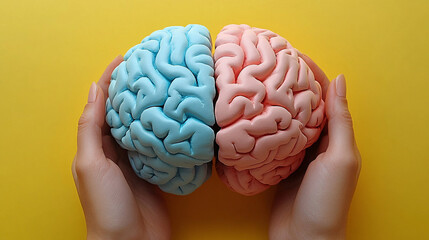 A cheerful brain model symbolizes mental health awareness, ideal for World Mental Health Day promotions, educational materials, and health awareness campaigns.