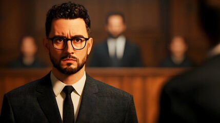 Lawyer Advocating Passionately in Courtroom Legal Drama with High Detail Realism and Warm Tones