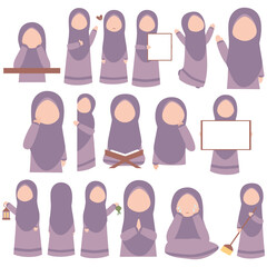 Set Of Purple Muslim Girl