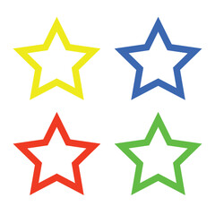 Outline stars set elements collection design isolated on white. Vector illustration