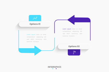 Vector Infographic label design template with icons and 2 options or steps. Can be used for process diagram, presentations, workflow layout, banner, flow chart, info graph.