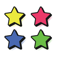 Retro halftone star icon set. Vector illustration