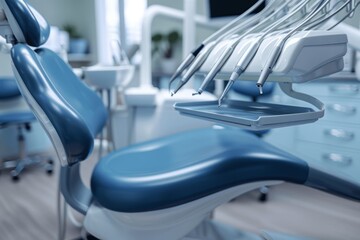 Fototapeta premium Modern Dental Clinic Interior Featuring Cutting-Edge Equipment and Technology for Advanced Oral Care