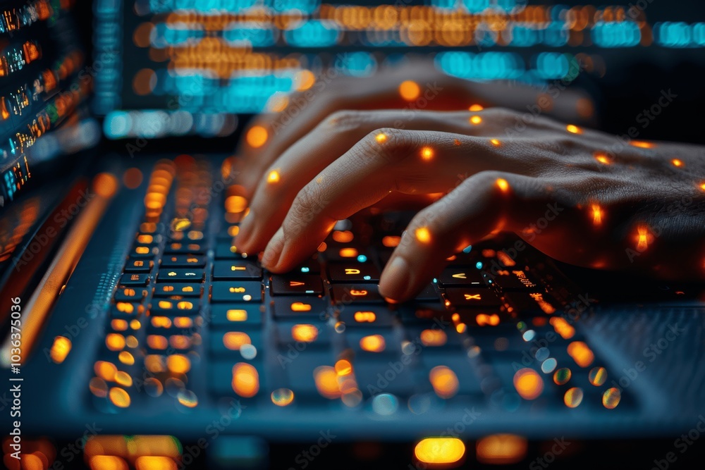 Aufkleber Programmer Coding on Laptop Closeup Developing Software and Apps Digital Web Design Technologies