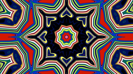 Abstract colorful psychedelic mandala background pattern for a summer music festival
