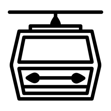recommend clip art: Cable car cabin icon in Black Fill. Glyph style. isolated on white background