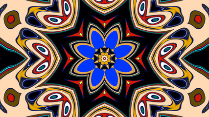 Abstract colorful psychedelic mandala background pattern for a summer music festival
