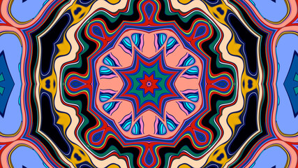 Abstract colorful psychedelic mandala background pattern for a summer music festival
