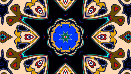 Abstract colorful psychedelic mandala background pattern for a summer music festival
