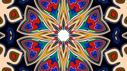 Abstract colorful psychedelic mandala background pattern for a summer music festival
