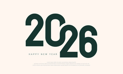 2026 Flat Typography Design for New Year Celebration.
