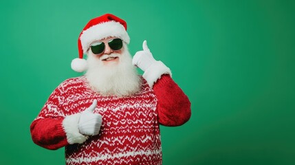 Studio portrait of a trendy Father Christmas character wearing a festive christmas ugly jumper