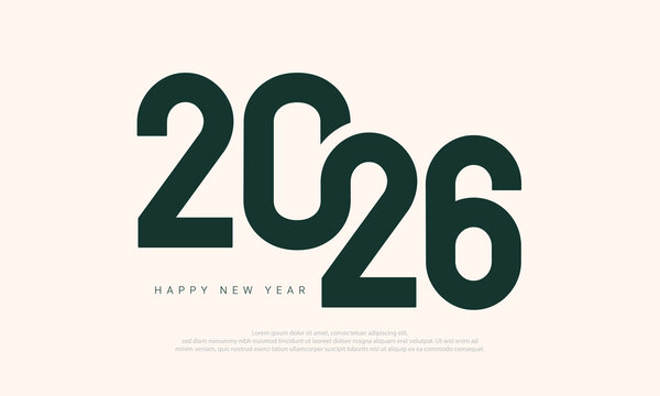 2026 Flat Typography Design for New Year Celebration.