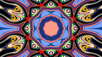 Abstract colorful psychedelic mandala background pattern for a summer music festival
