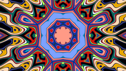 Abstract colorful psychedelic mandala background pattern for a summer music festival
