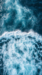 Fototapeta premium Aerial View of Turquoise Ocean Waves Creating a Beautiful Seascape