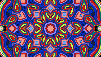 Abstract colorful psychedelic mandala background pattern for a summer music festival
