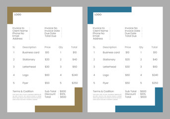  Vector clean invoice template design