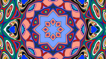 Abstract colorful psychedelic mandala background pattern for a summer music festival
