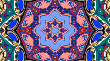 Abstract colorful psychedelic mandala background pattern for a summer music festival
