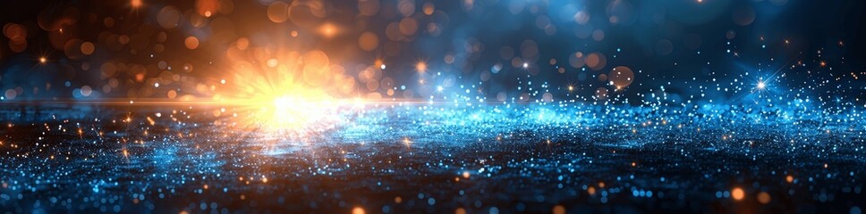 Blue Light Beam Glowing Lens Flare, High Quality Details, Black Background, Vector Illustration