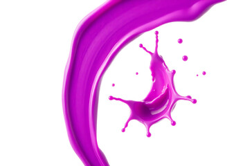 abstract purple juice splash isolated on white background with copy space