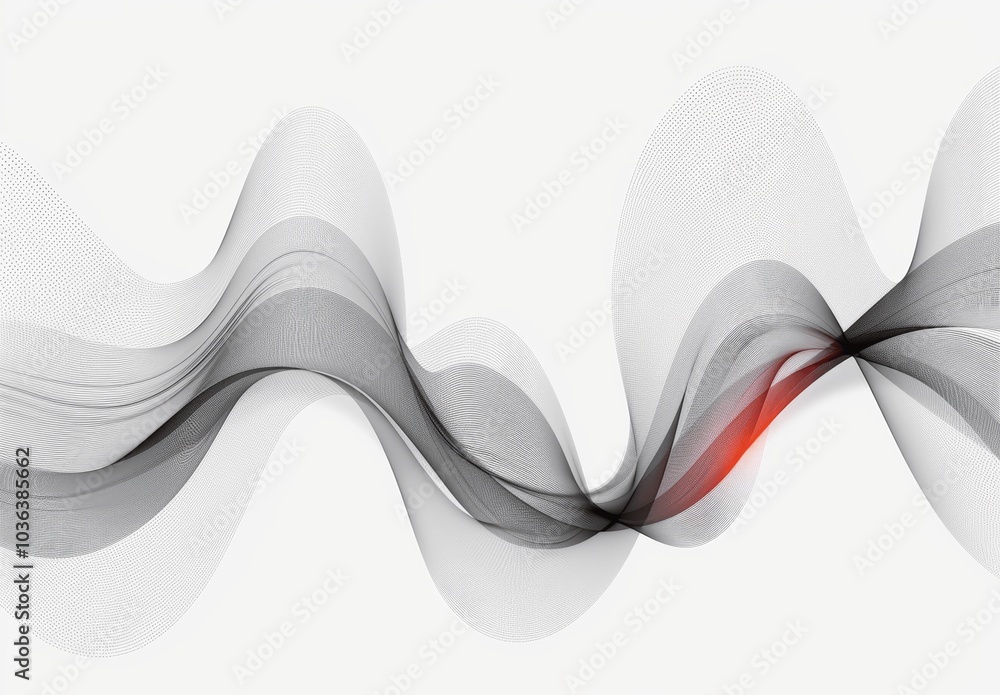 Poster modern abstract wave line background with grey gradient on white