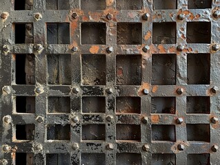 Rustic Iron Gate with Geometric Pattern