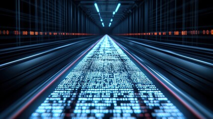 Fototapeta premium Futuristic digital pathway exploring the intersection of light and technology in a virtual space