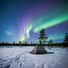 tent in the snow, camping in the snow
