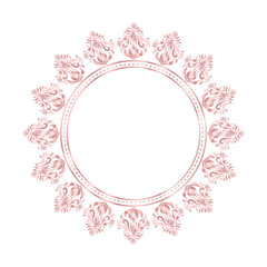 Damask Round Wreath rose gold circular round ornament flower Abstract pattern, Classic Victorian traditional style, illustration Vintage Design, Floral frames, Mandala, Antique, Moroccan frame