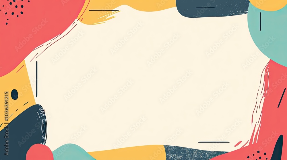 Fototapete classic 90s style letter paper with bold colors, abstract shapes, and a clean space for text or note