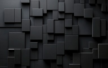 A visually stunning 3D arrangement of abstract geometric blocks, positioned on a black background, delivering a high-contrast