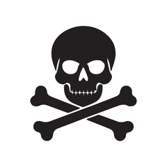Skull Danger Black icon vector art illustration on white background