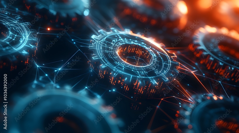 Poster abstract technology background. technology concept. gear wheel. big data concept. 3d illustration. 3