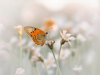 Fototapeta premium Close Up Portrait of a Stunning Butterfly on Flowers