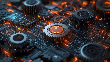 Abstract technology background. Technology concept. Gear wheel. Big Data concept. 3d illustration. 3d rendering. 