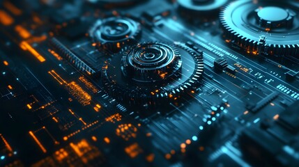 Abstract technology background. Technology concept. Gear wheel. Big Data concept. 3d illustration. 3d rendering. 