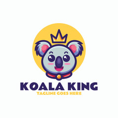 Vector Logo Illustration Koala King Mascot Cartoon Style
